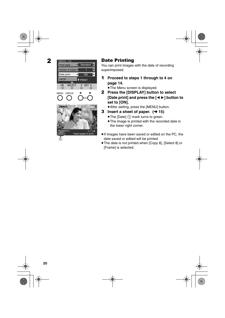Date printing | Panasonic SV-P20U User Manual | Page 20 / 62