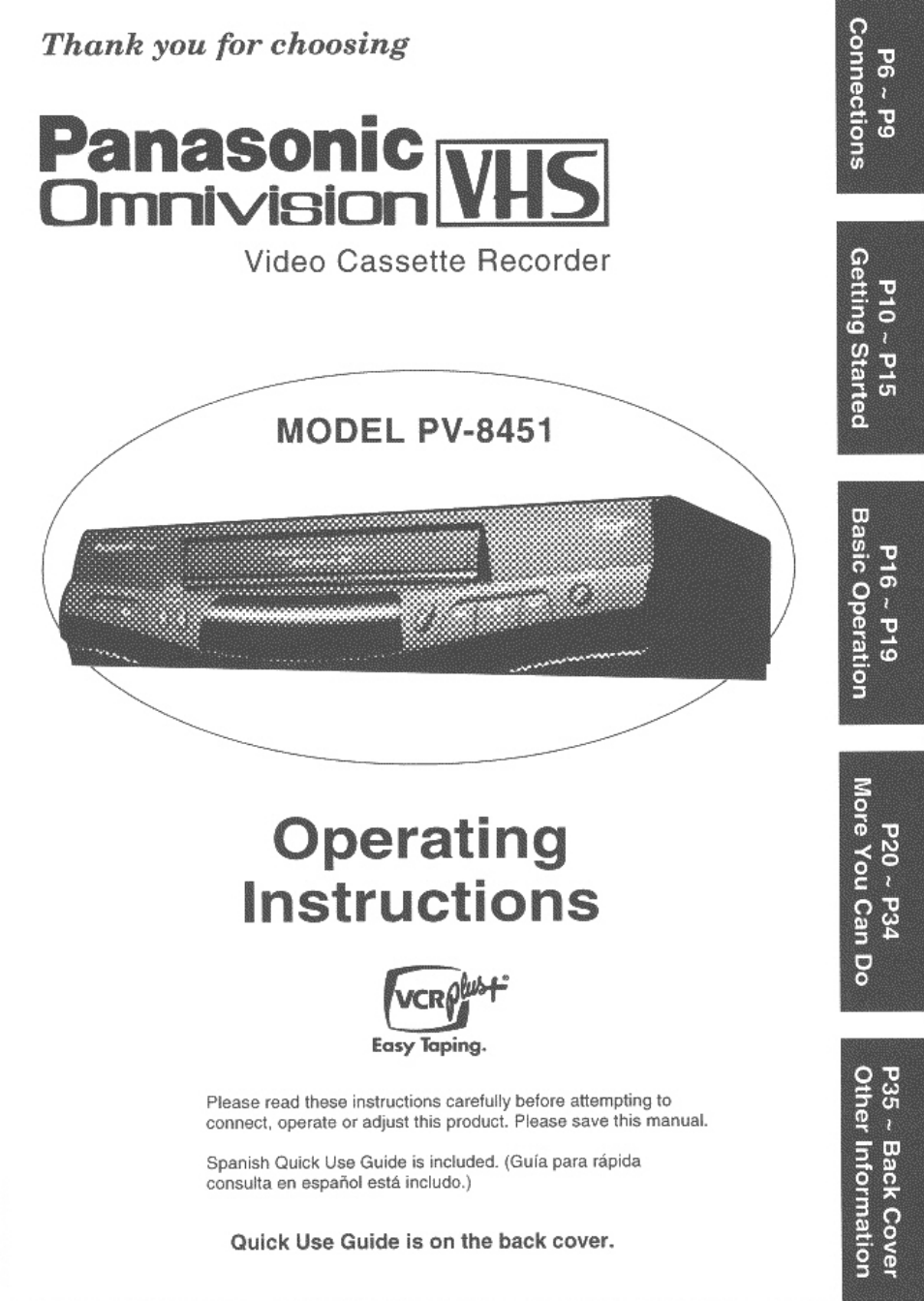 Panasonic OMNIVISION PV-8451 User Manual | 40 pages