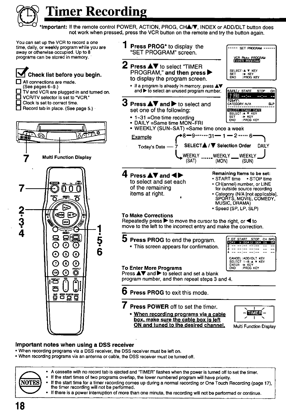 Timer recording | Panasonic OMNIVISION PV-8451 User Manual | Page 18 / 40