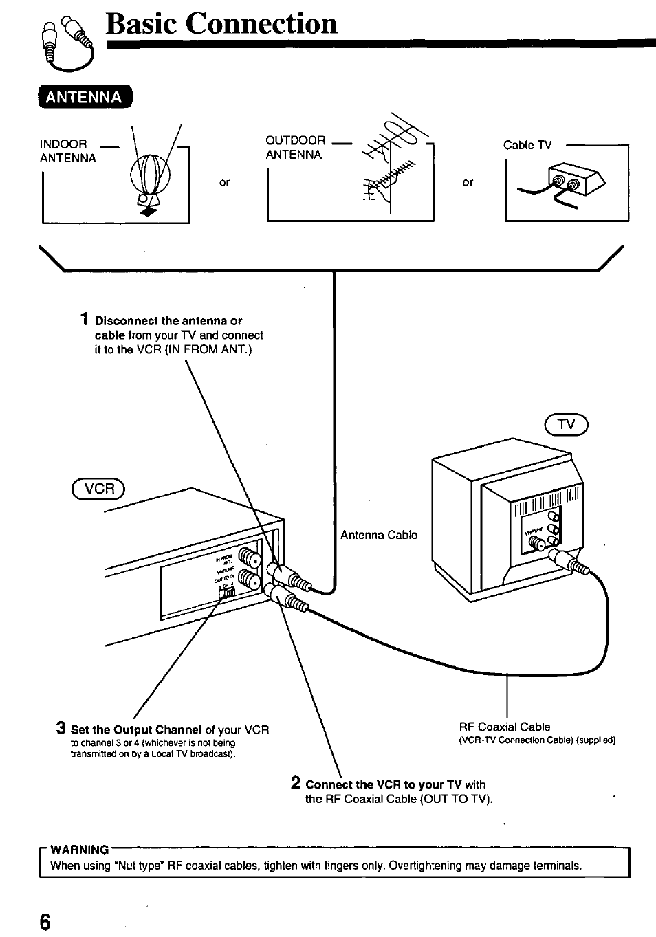 Basic connection, R warning | Panasonic OMNIVISION PV-8451 User Manual | Page 6 / 40