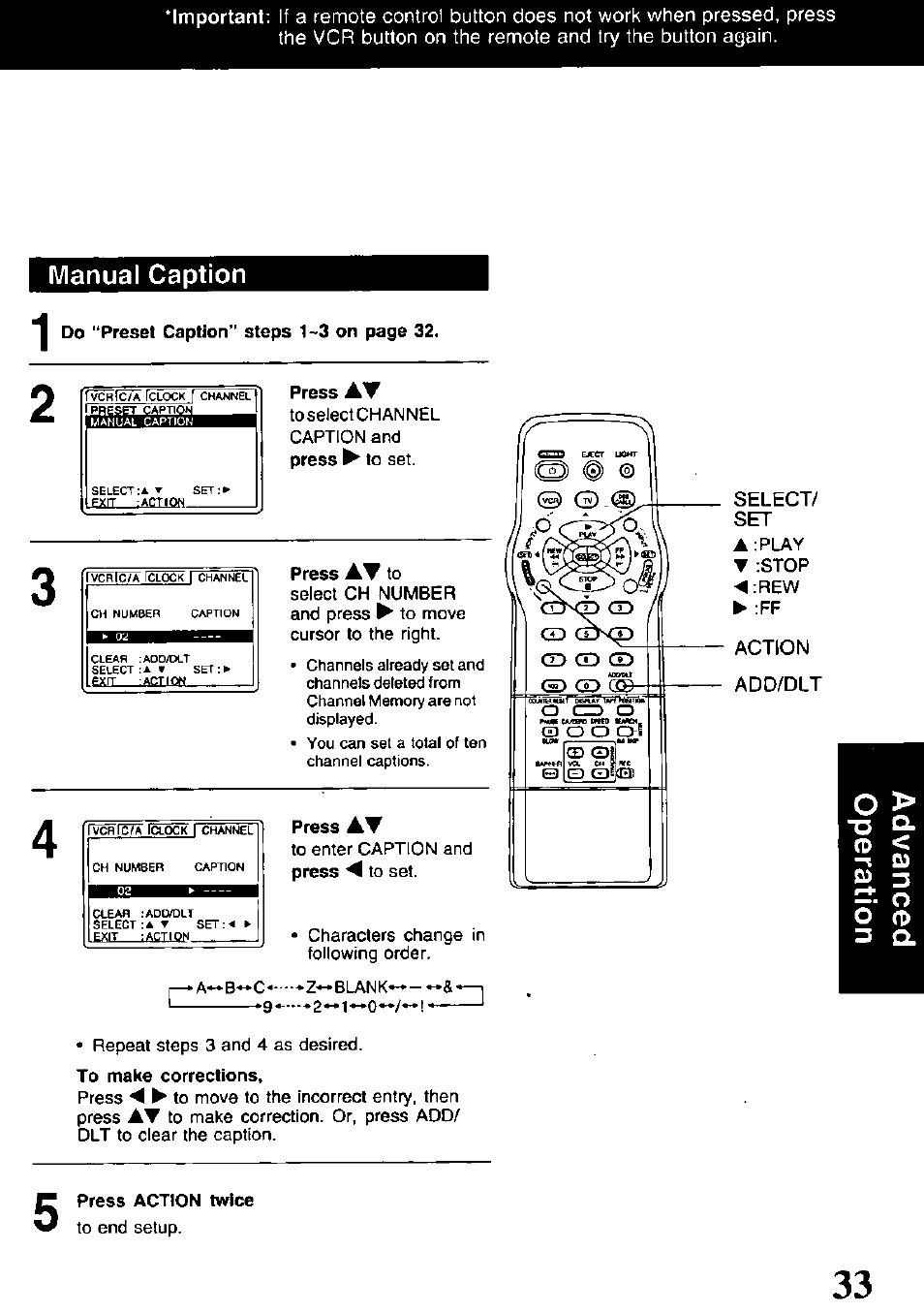 Manual caption | Panasonic PV-V4621 User Manual | Page 33 / 44