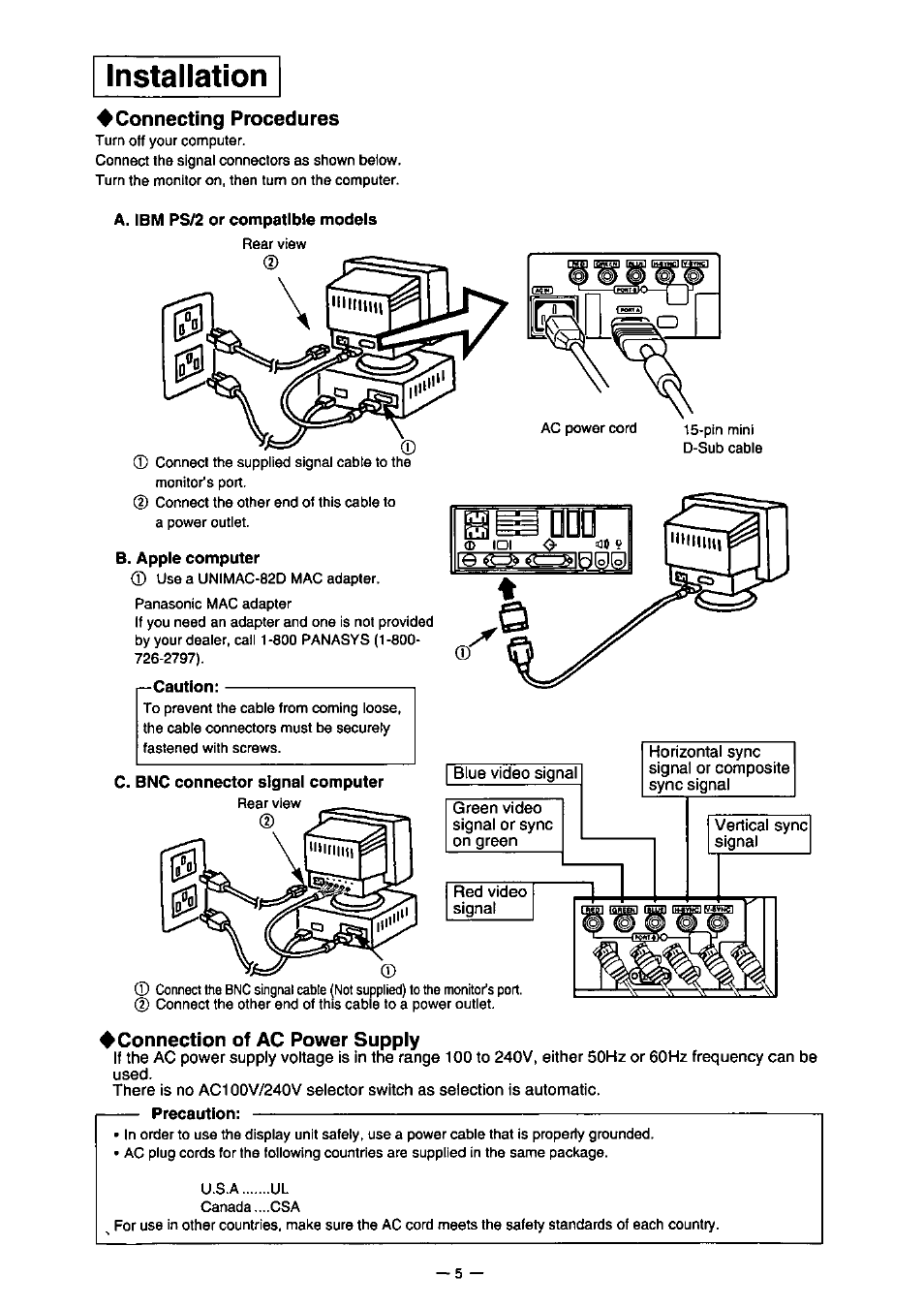 Installation | Panasonic PanaSync S110 User Manual | Page 11 / 72