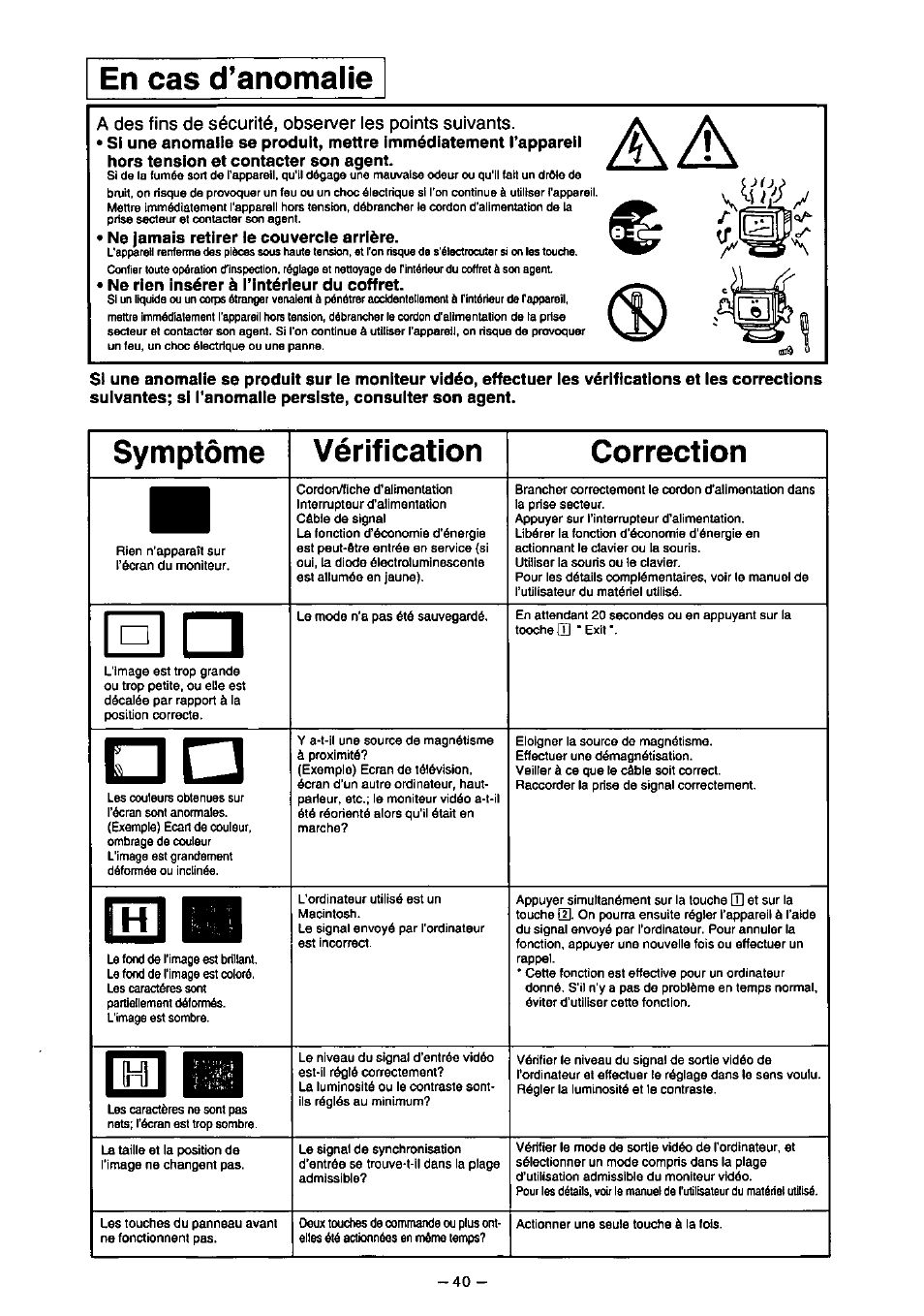 Symptôme vérification correction, L_l lj, Rïïl im | Panasonic PanaSync S110 User Manual | Page 46 / 72