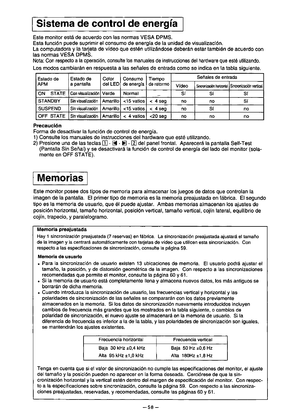 Sistema de control de energia | Panasonic PanaSync S110 User Manual | Page 64 / 72