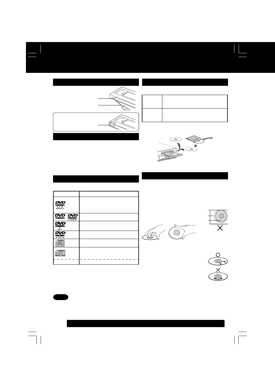 Deck / disc / cassette information, Prevent accidental tape erasure, Cleaning deck | Dvd-ram discs, Disc handling | Panasonic LSQT0676A User Manual | Page 6 / 72