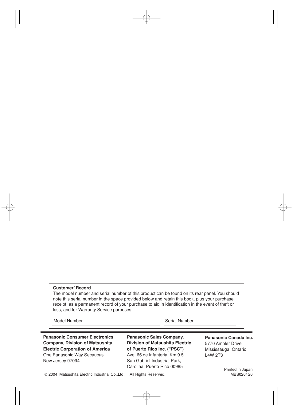 Panasonic TC-20LA2 User Manual | Page 40 / 40