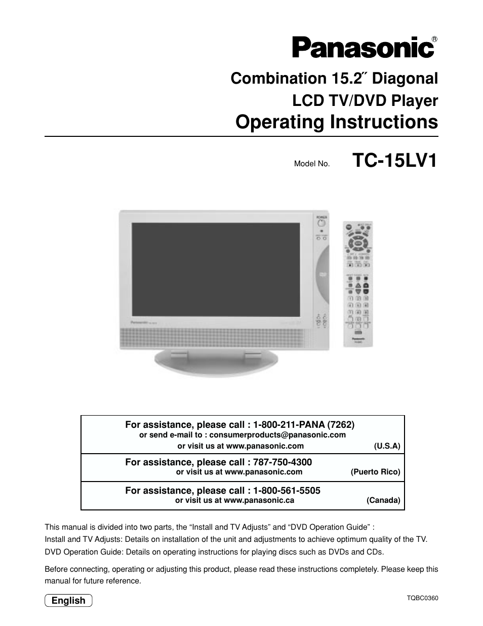 Panasonic TC 15LV1 User Manual | 64 pages