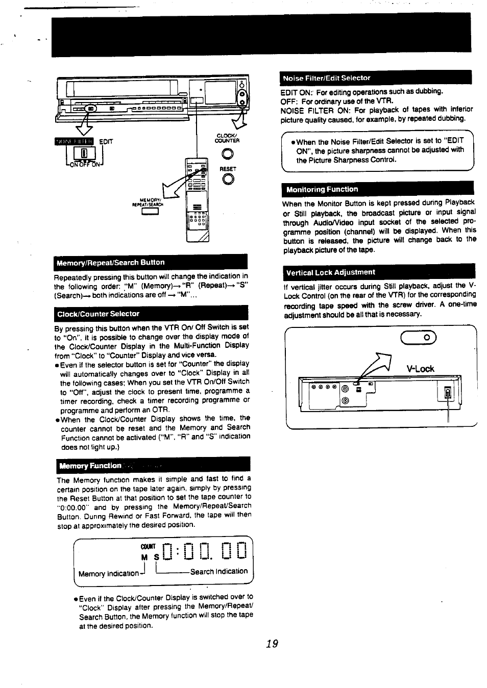 Monitoring function, Memory function, S ij * u ij, ij | Panasonic NV-L20 User Manual | Page 19 / 35