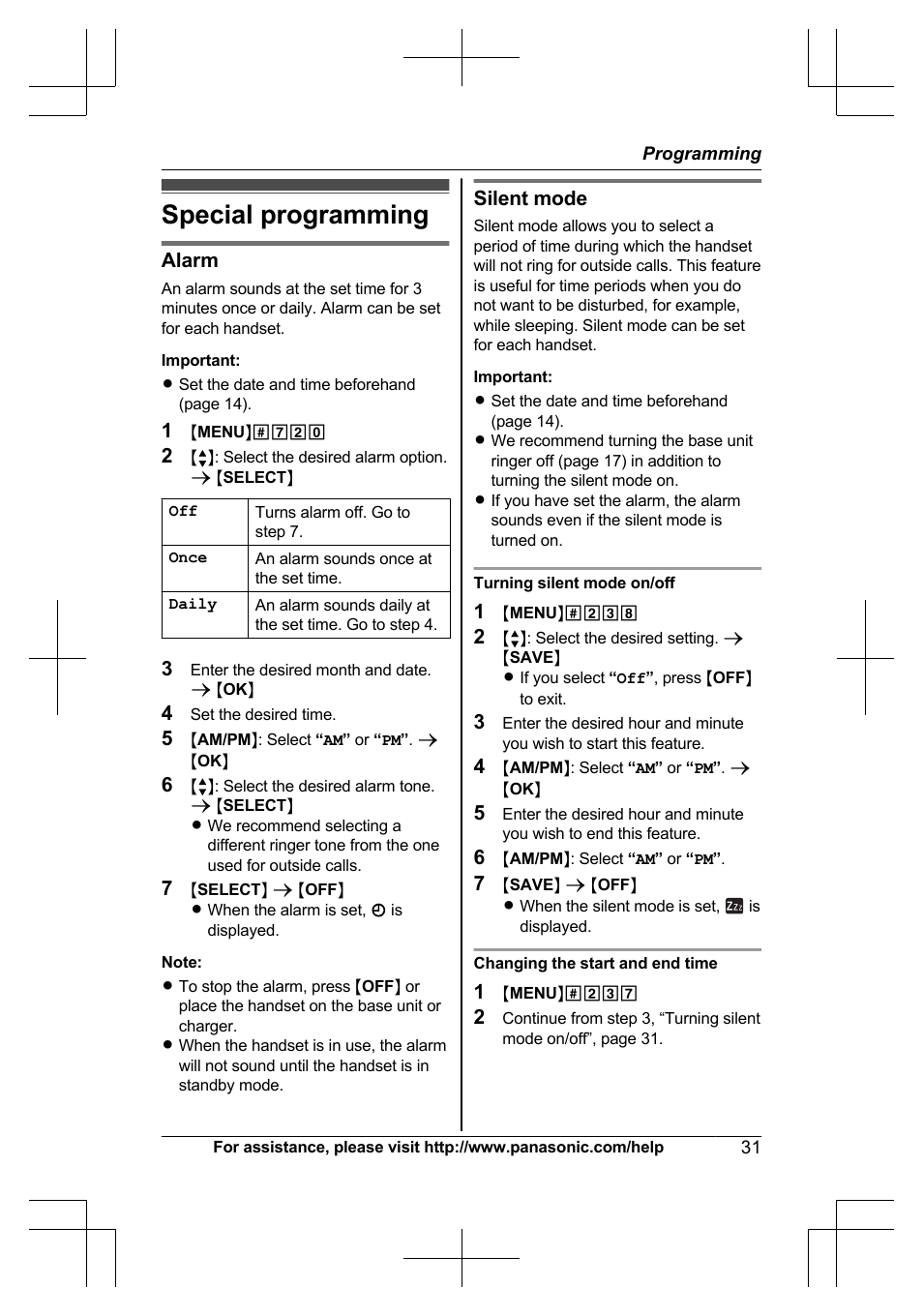 Special programming | Panasonic KX-TG6645 User Manual | Page 31 / 68