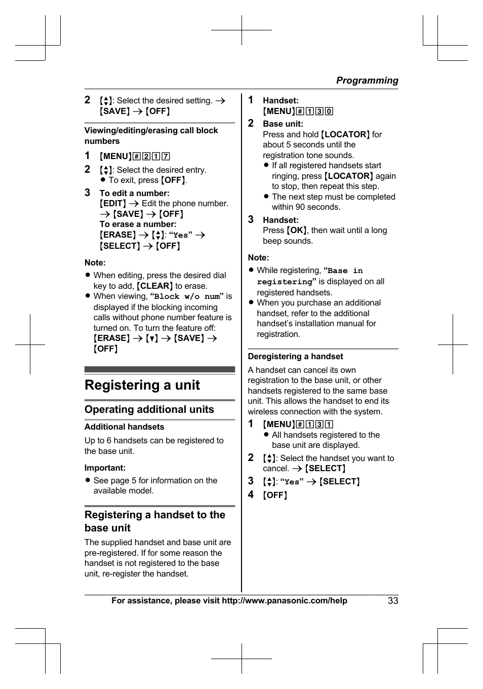 Registering a unit | Panasonic KX-TG6645 User Manual | Page 33 / 68