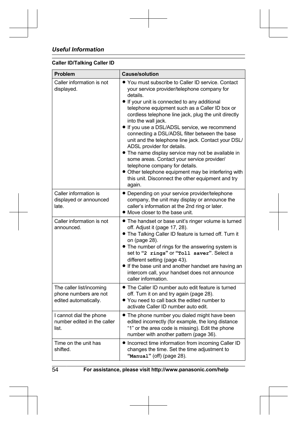 Panasonic KX-TG6645 User Manual | Page 54 / 68