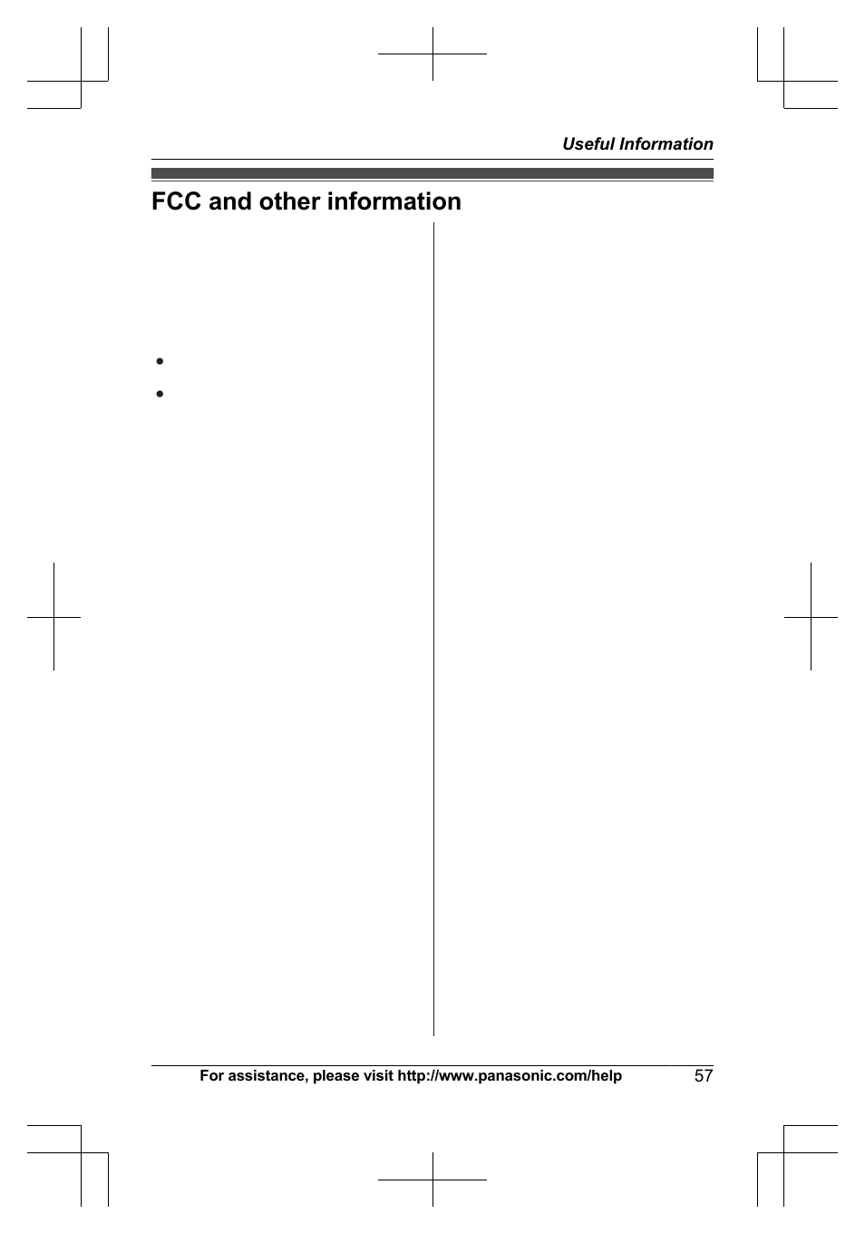 Fcc and other information | Panasonic KX-TG6645 User Manual | Page 57 / 68