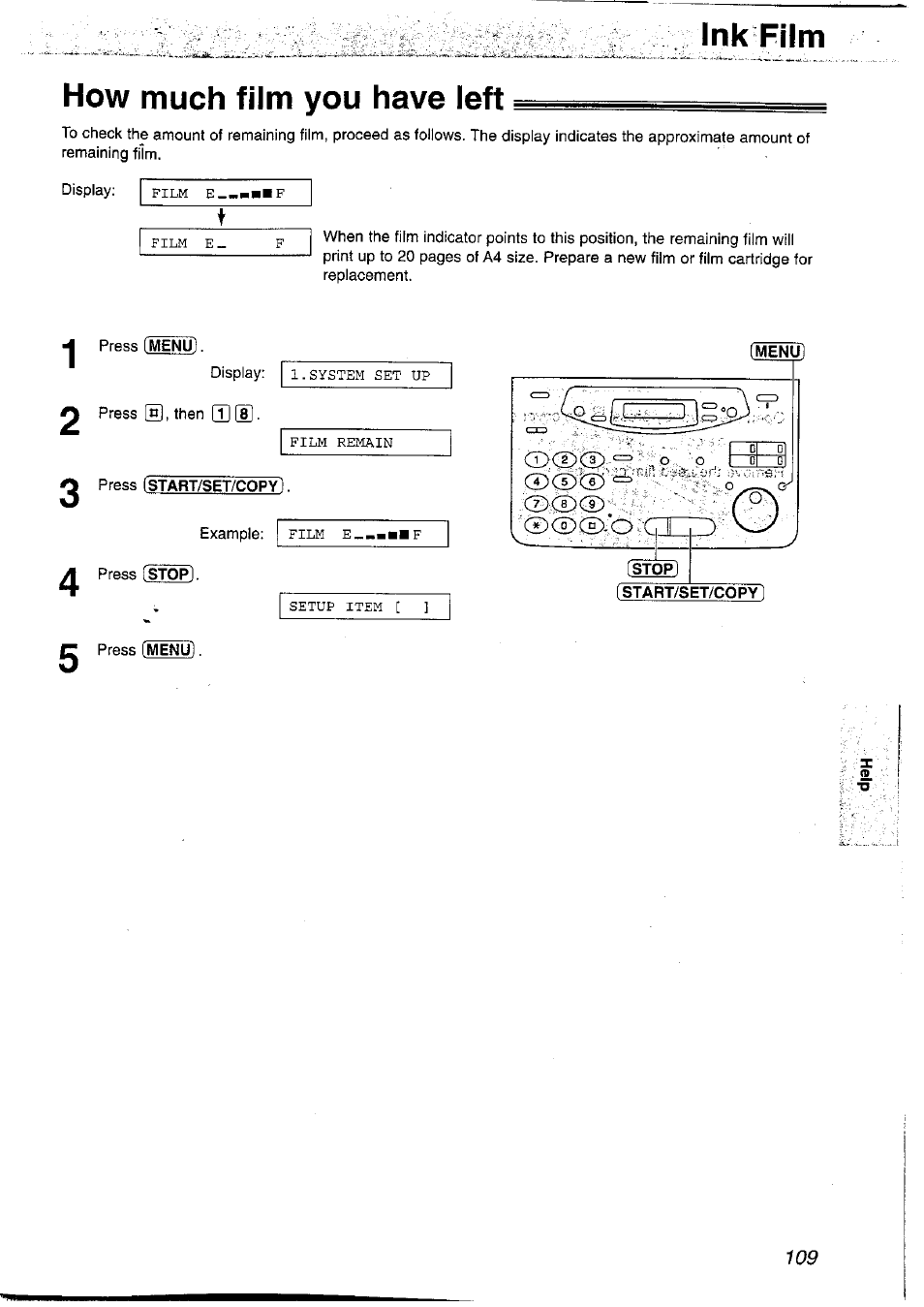Ink film, How much film you have left, Ink film how much film you have left | Panasonic KX-FP121NZ User Manual | Page 109 / 124