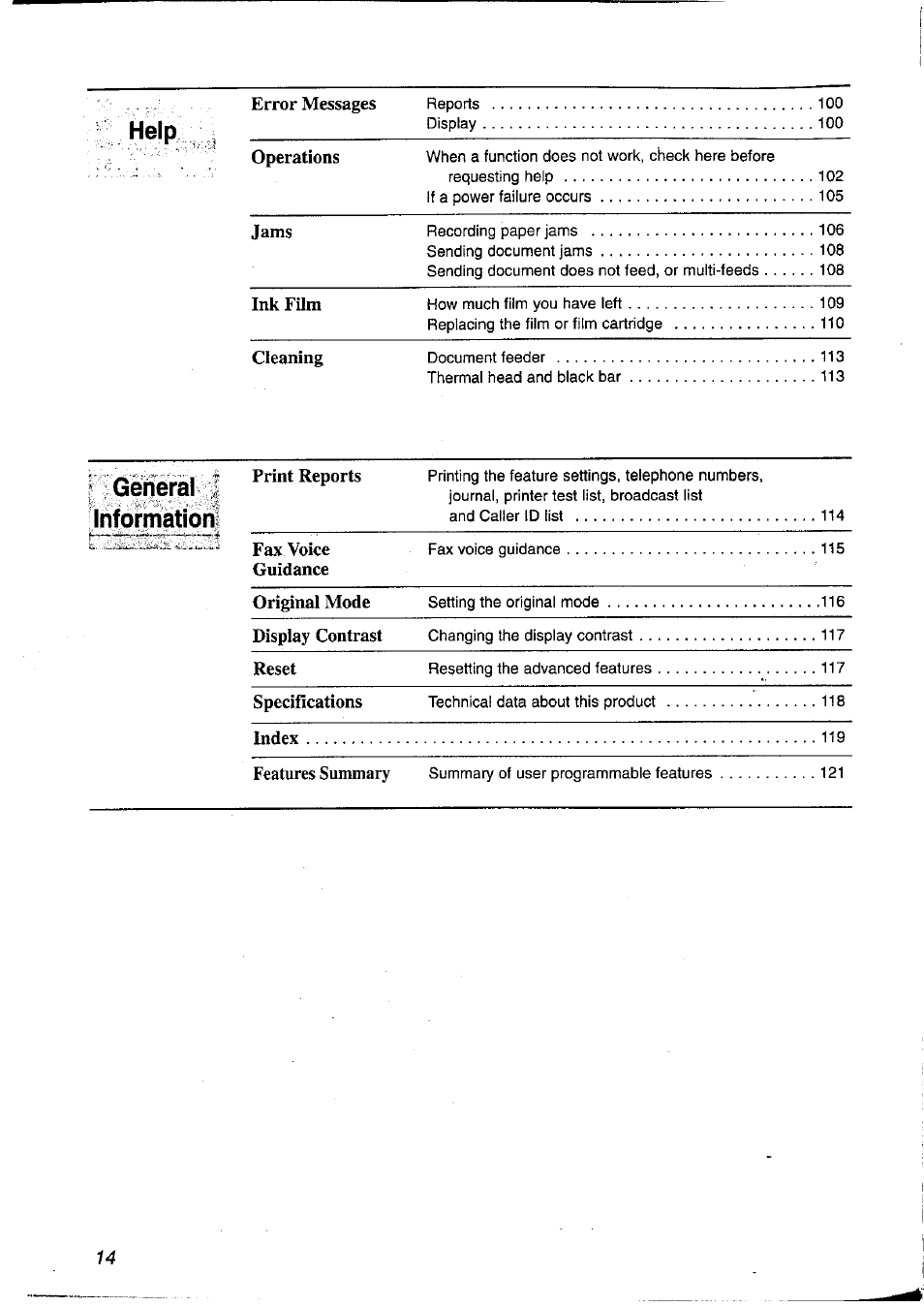 J general « information | Panasonic KX-FP121NZ User Manual | Page 14 / 124