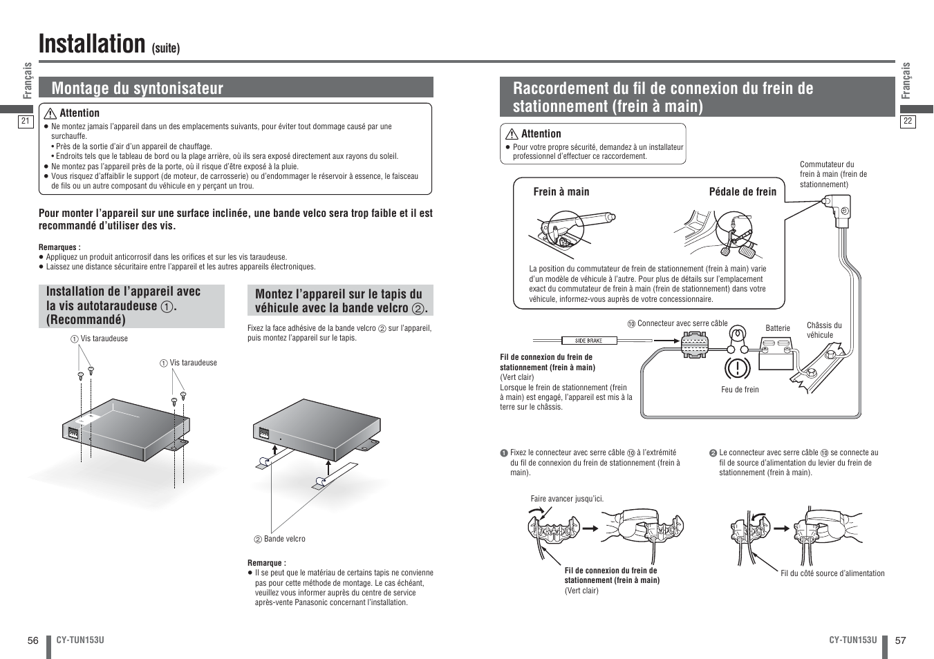 Installation, Montage du syntonisateur | Panasonic CY-TUN153U User Manual | Page 29 / 52