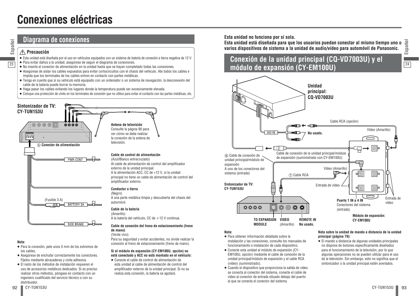 Conexiones electricas, Conexiones eléctricas, Diagrama de conexiones | Panasonic CY-TUN153U User Manual | Page 47 / 52