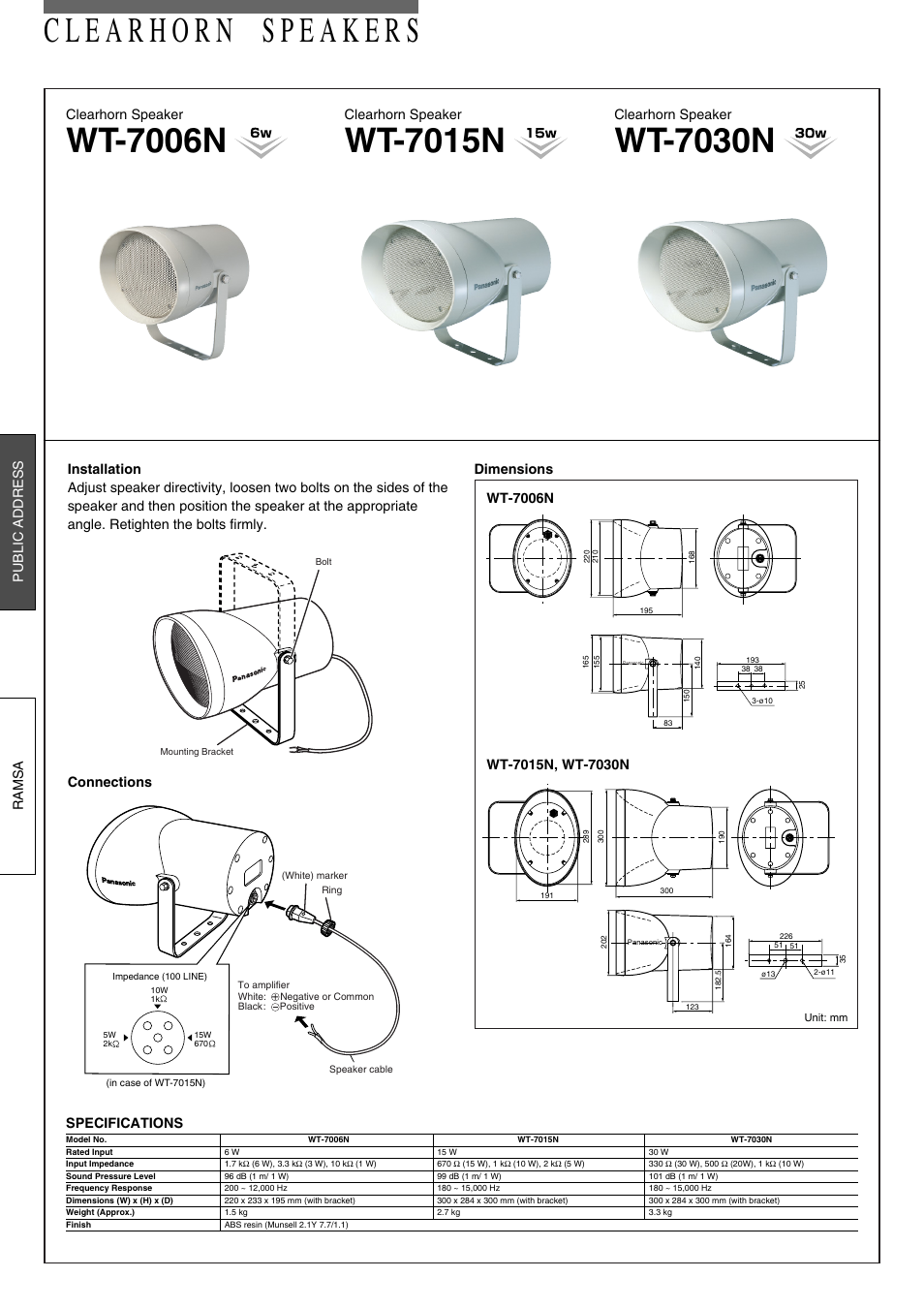 Panasonic WT-7006N User Manual | 1 page