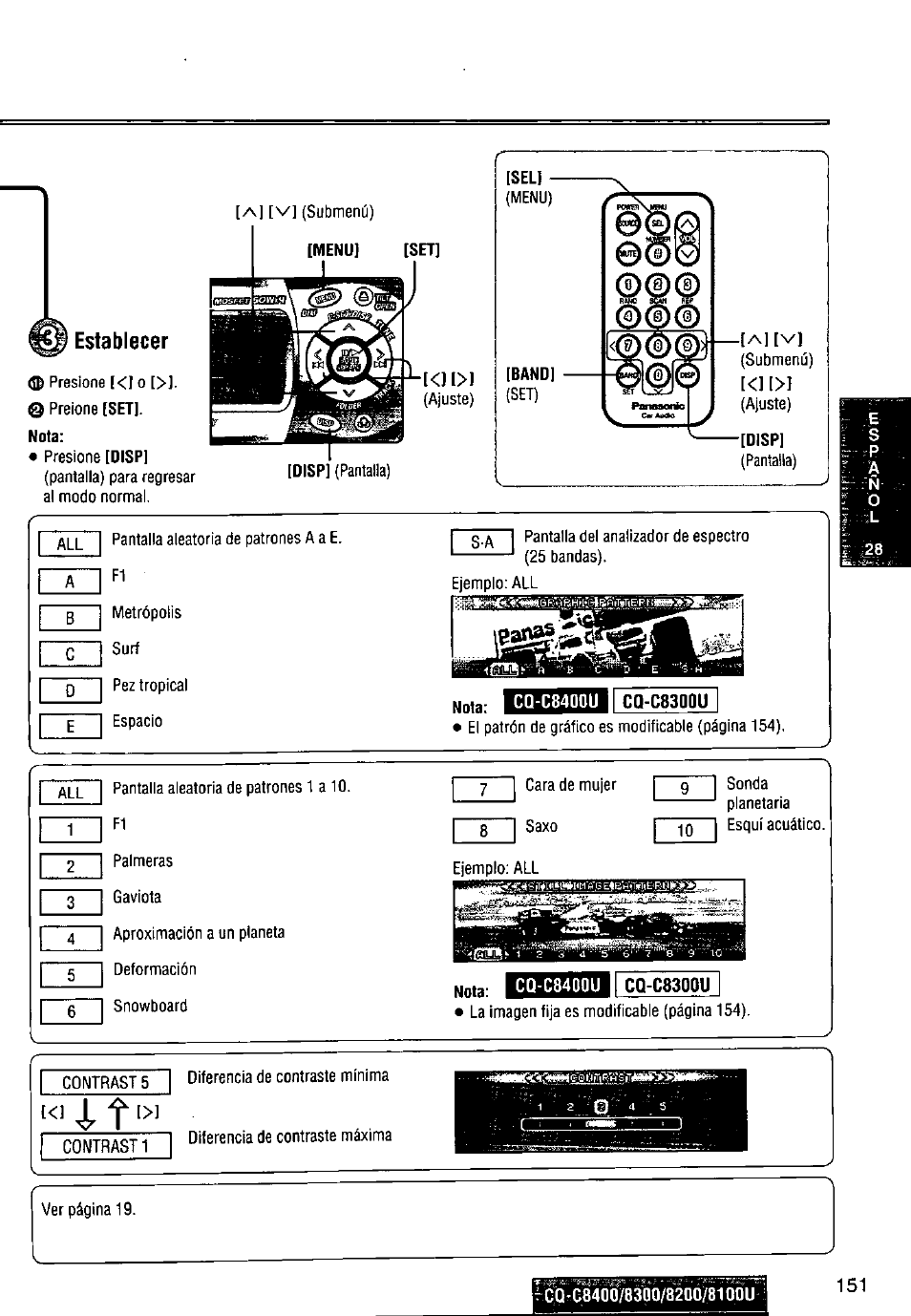 Establecer, F [>1 | Panasonic CQ-C8300U User Manual | Page 151 / 176