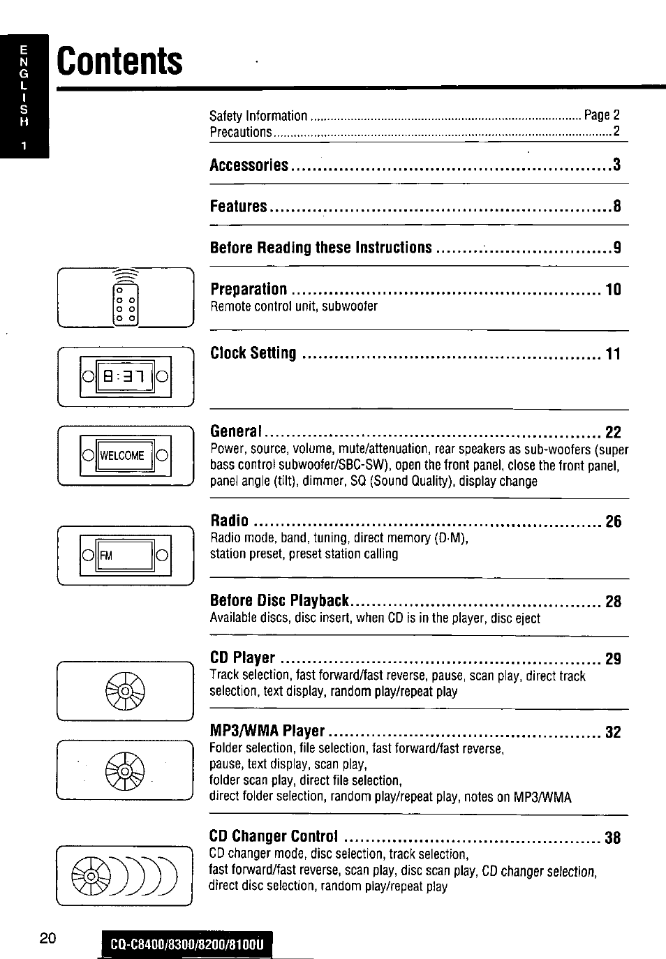Panasonic CQ-C8300U User Manual | Page 20 / 176