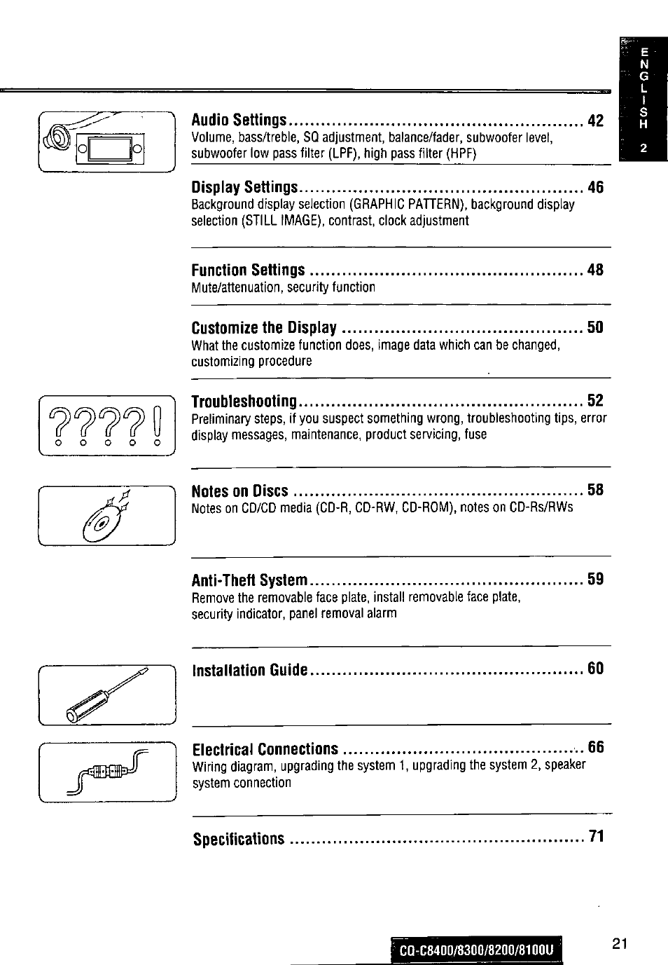 Panasonic CQ-C8300U User Manual | Page 21 / 176