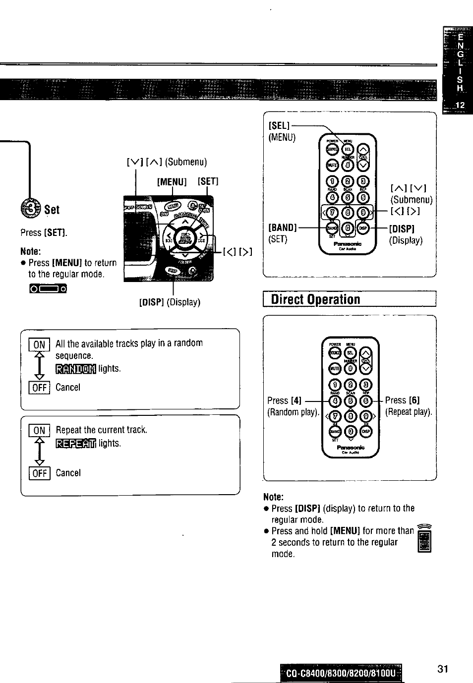 Panasonic CQ-C8300U User Manual | Page 31 / 176