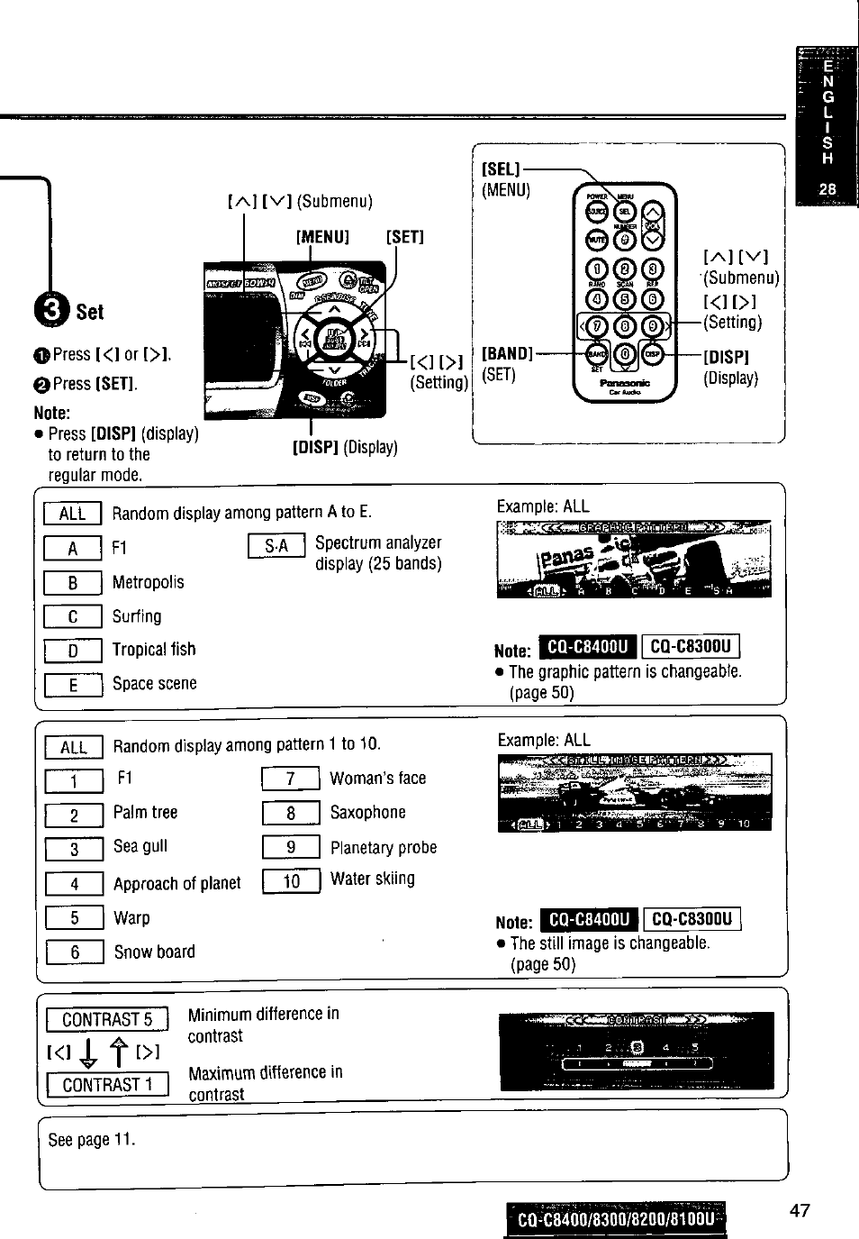 Note, Cq-c8400u, Cq-c8300u | Cq-c840ûu | Panasonic CQ-C8300U User Manual | Page 47 / 176