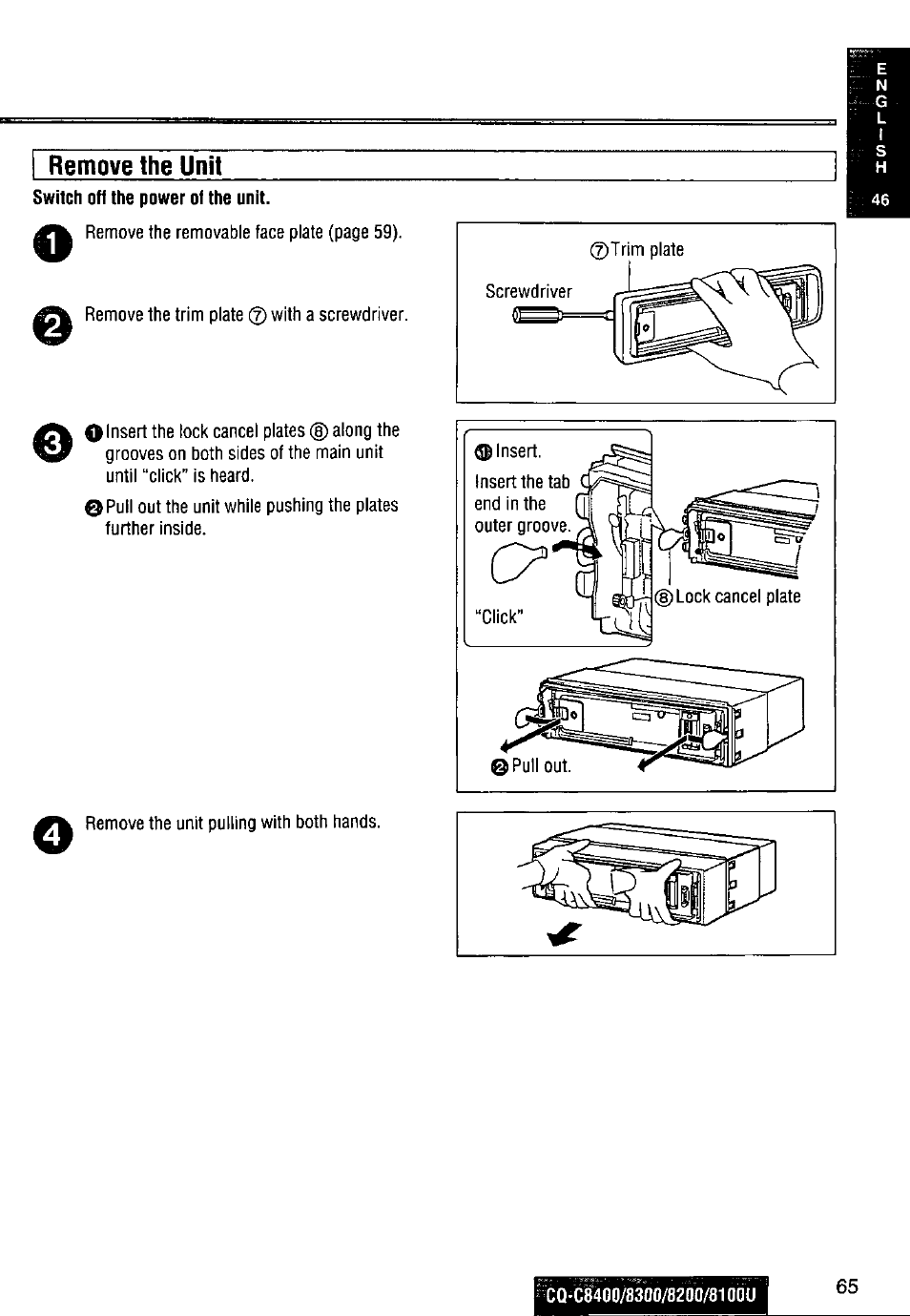 Remove the unit | Panasonic CQ-C8300U User Manual | Page 65 / 176