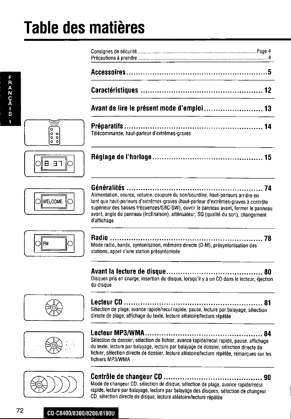 Panasonic CQ-C8300U User Manual | Page 72 / 176