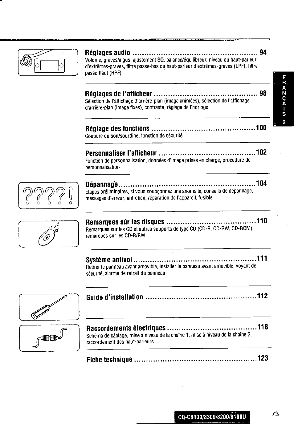 Panasonic CQ-C8300U User Manual | Page 73 / 176