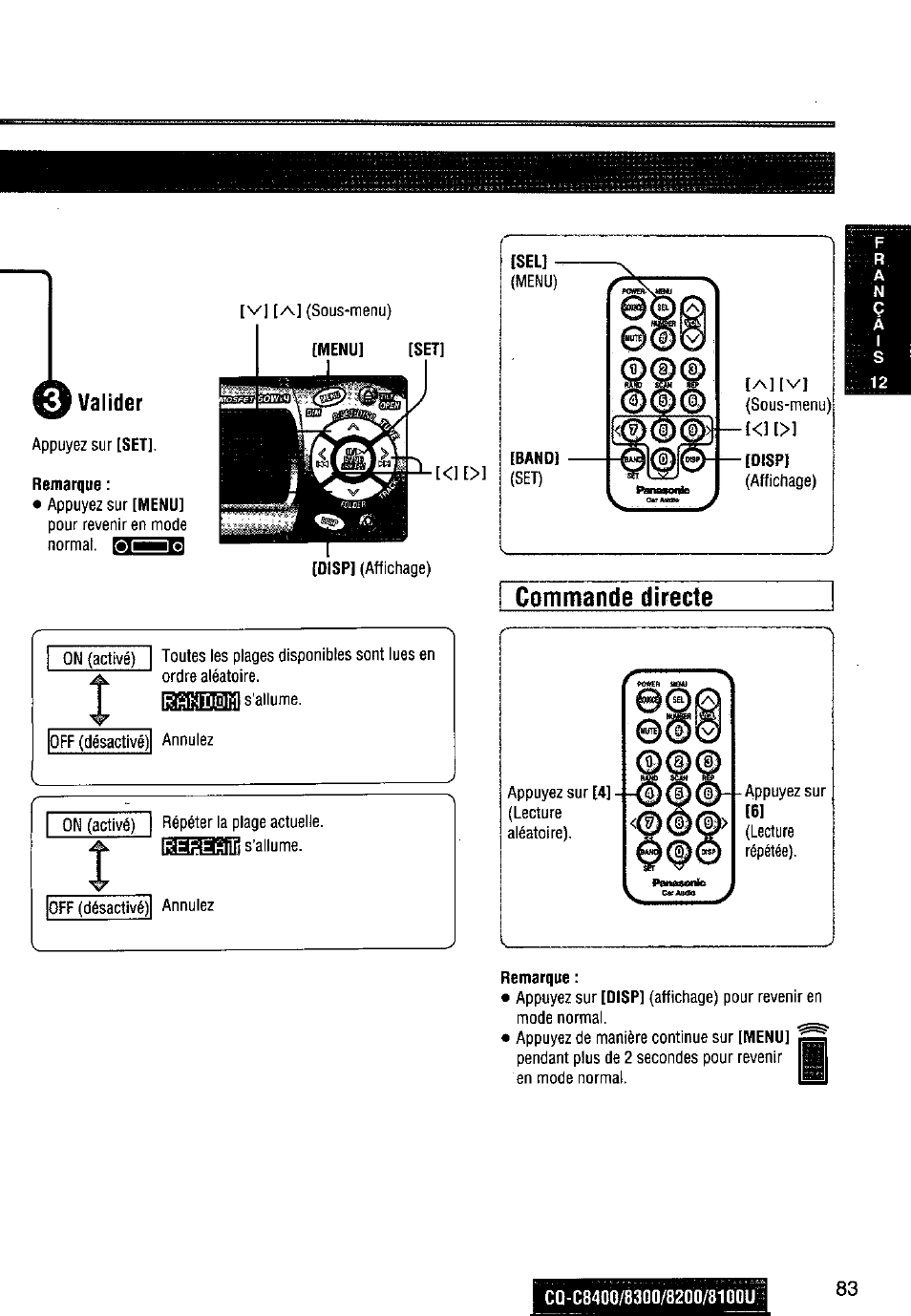 Valider | Panasonic CQ-C8300U User Manual | Page 83 / 176