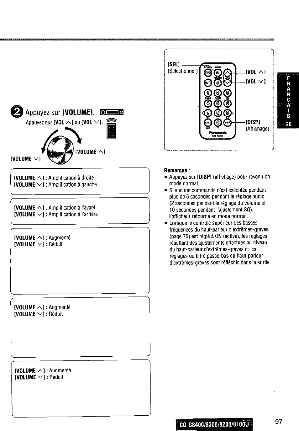Appuyez sur [volume | Panasonic CQ-C8300U User Manual | Page 97 / 176