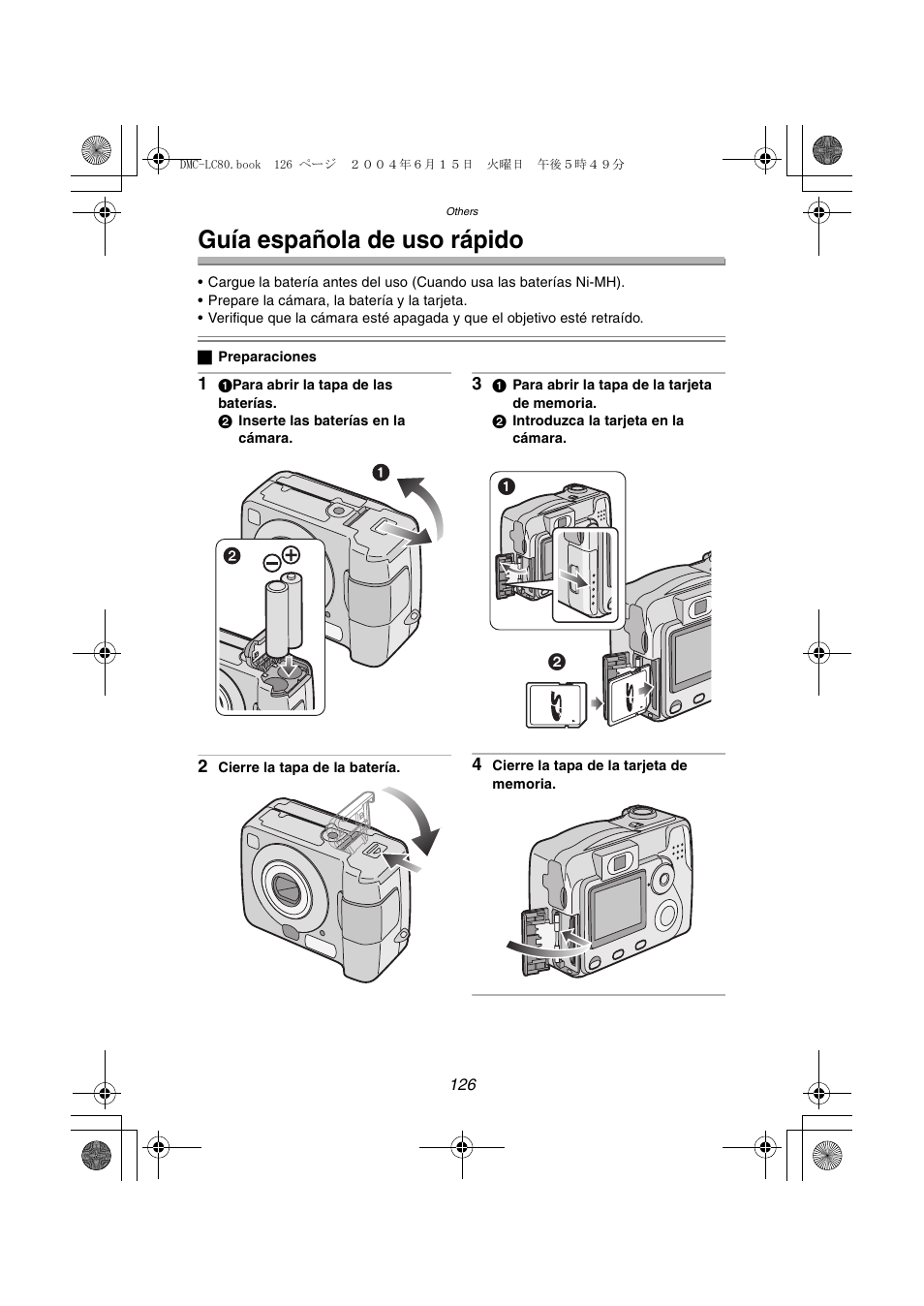 Guia espanola de uso rapido, Guía española de uso rápido | Panasonic DMC-LC70PP User Manual | Page 126 / 128
