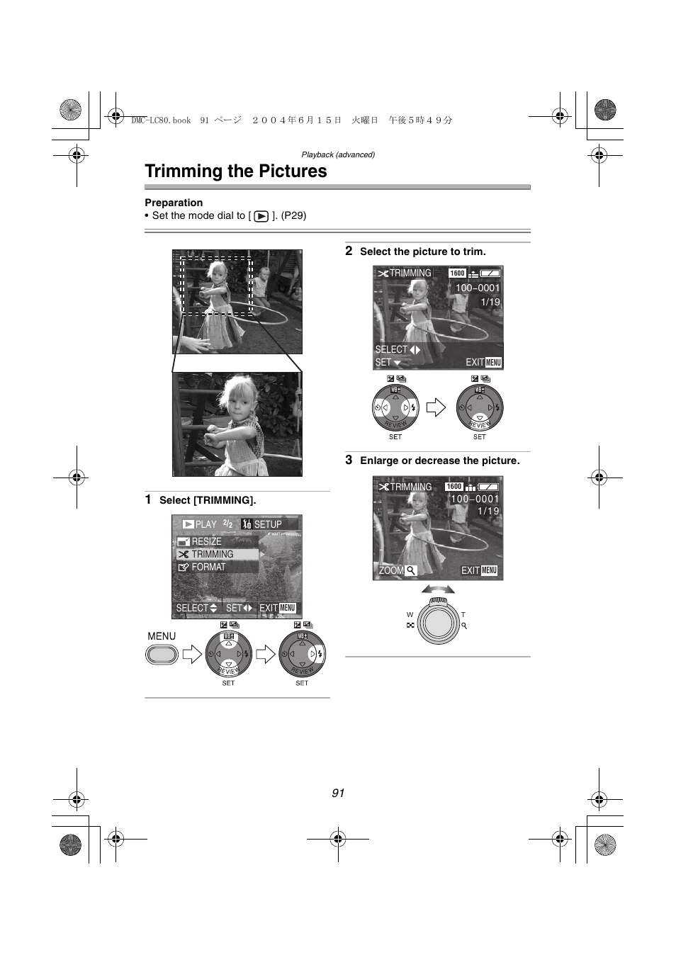 Trimming the pictures | Panasonic DMC-LC70PP User Manual | Page 91 / 128