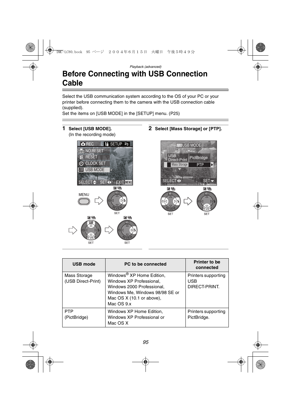 Before connecting with usb connection cable | Panasonic DMC-LC70PP User Manual | Page 95 / 128