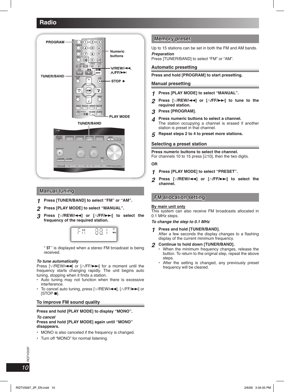 Radio, 10 radio | Panasonic SCPM533 User Manual | Page 10 / 24