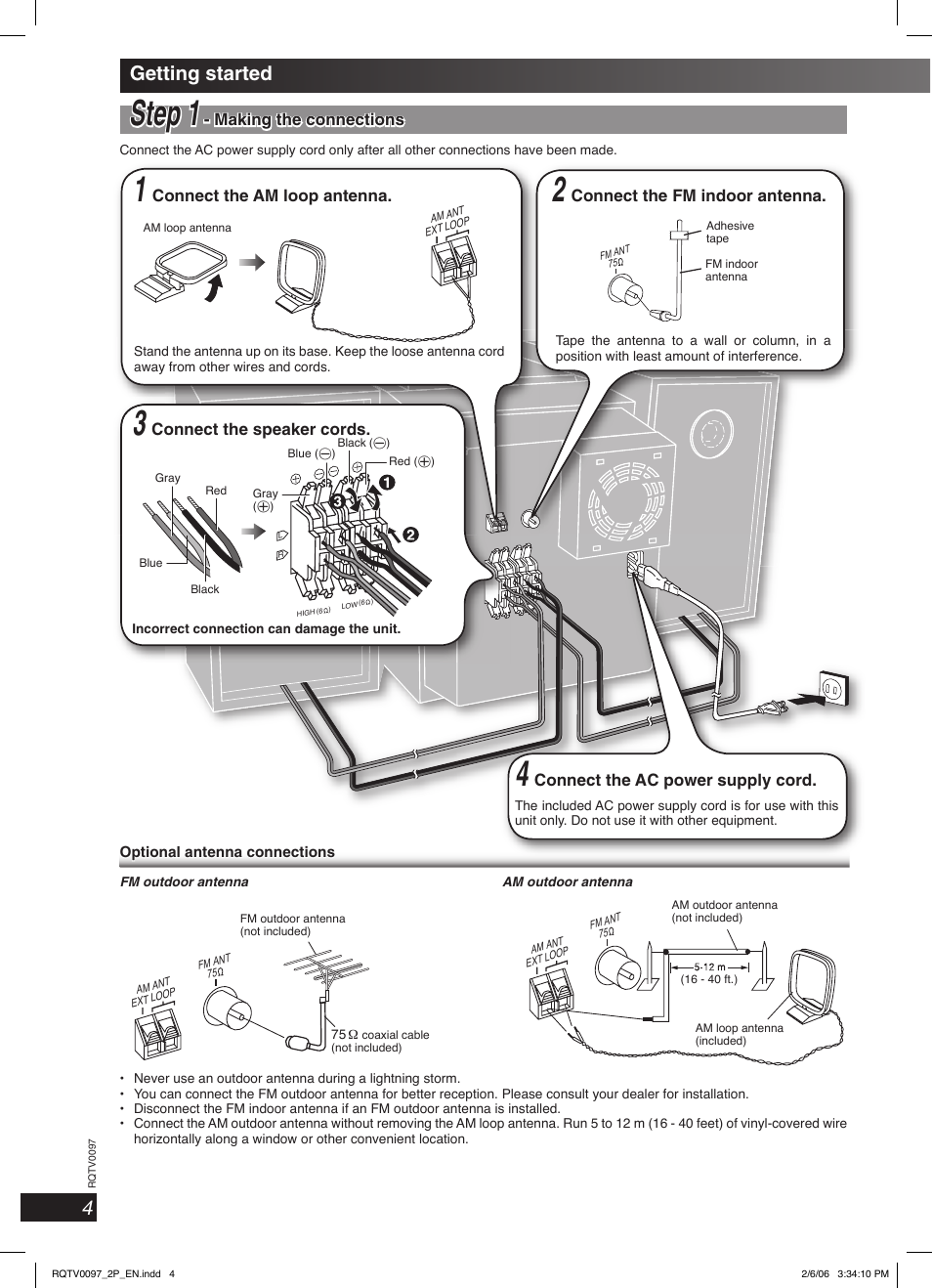 Getting started, Step step 11 | Panasonic SCPM533 User Manual | Page 4 / 24