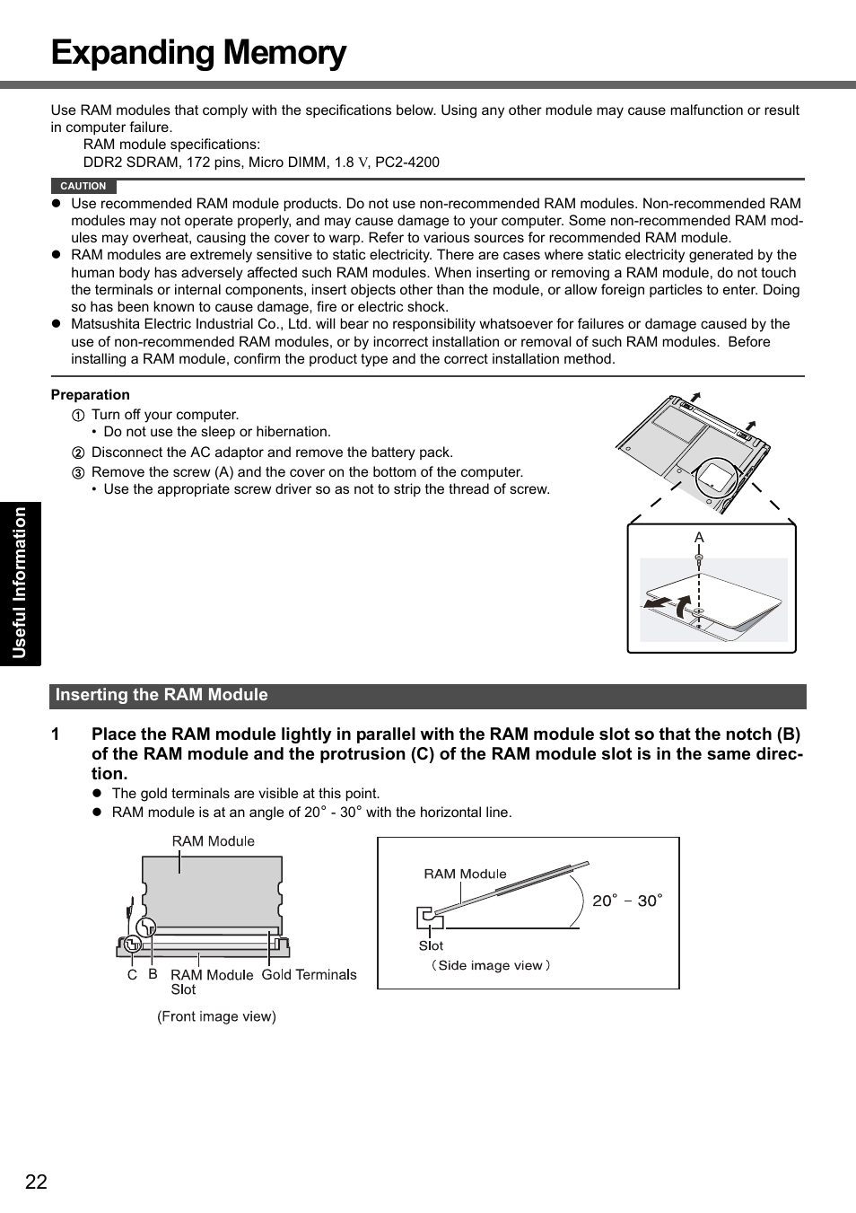 Panasonic CF-Y7 series User Manual | Page 22 / 44