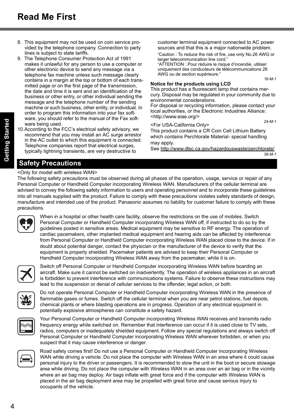 Read me first, Safety precautions | Panasonic CF-Y7 series User Manual | Page 4 / 44