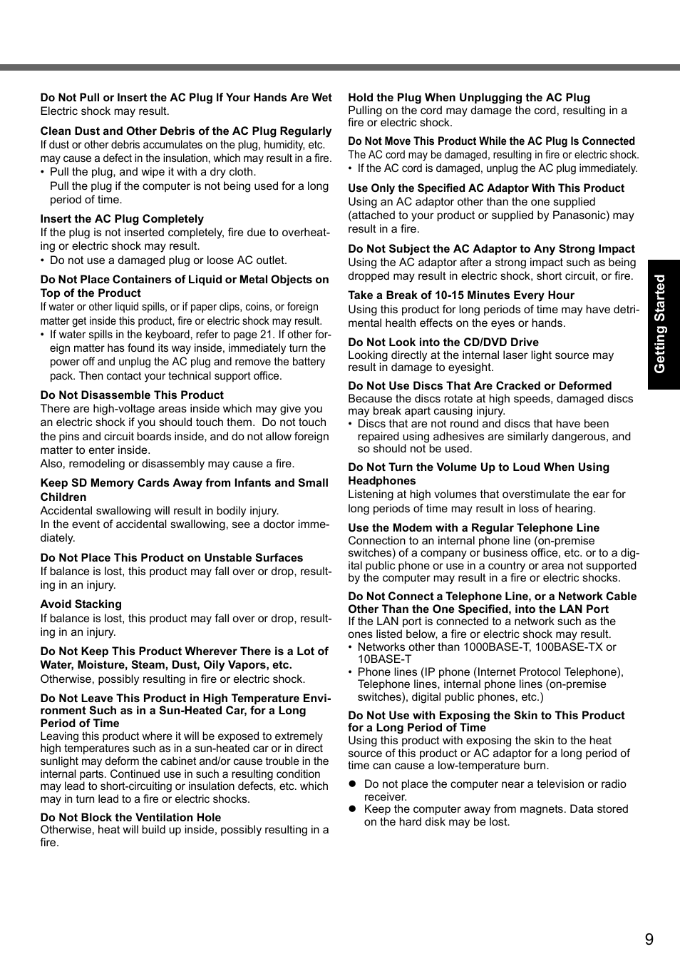 Panasonic CF-Y7 series User Manual | Page 9 / 44