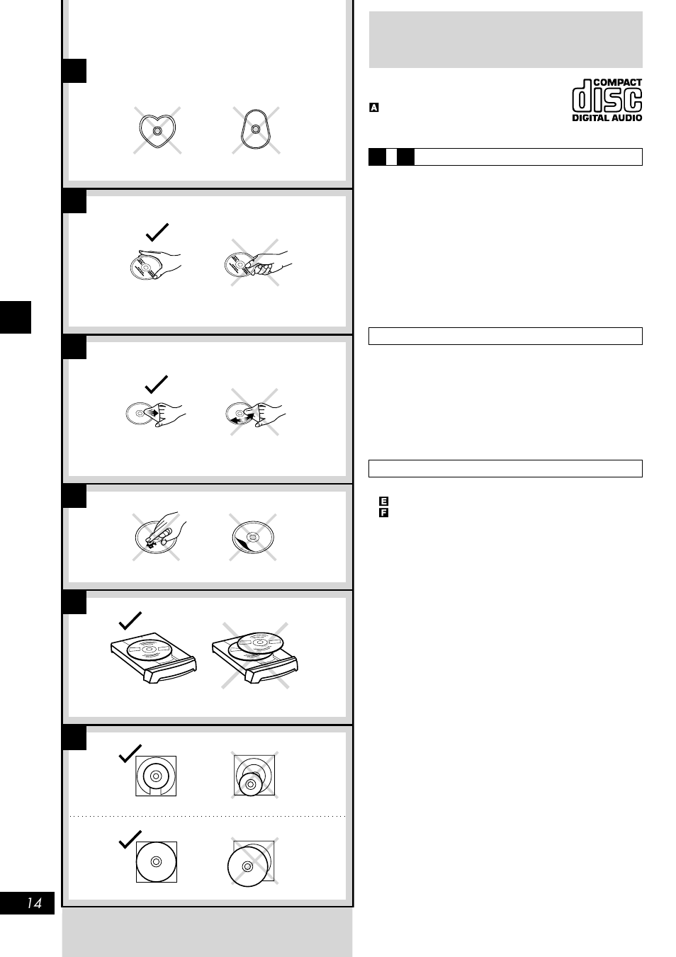 Compact disc operations, Concerning compact discs | Panasonic SC-AK300 User Manual | Page 14 / 28