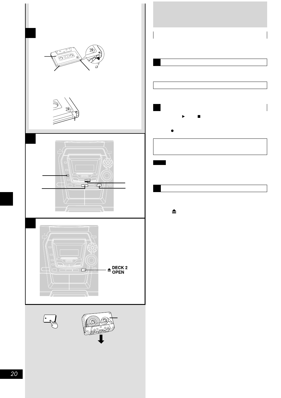 Recording operations, Before recording (deck 2 only), Ab c | Panasonic SC-AK300 User Manual | Page 20 / 28