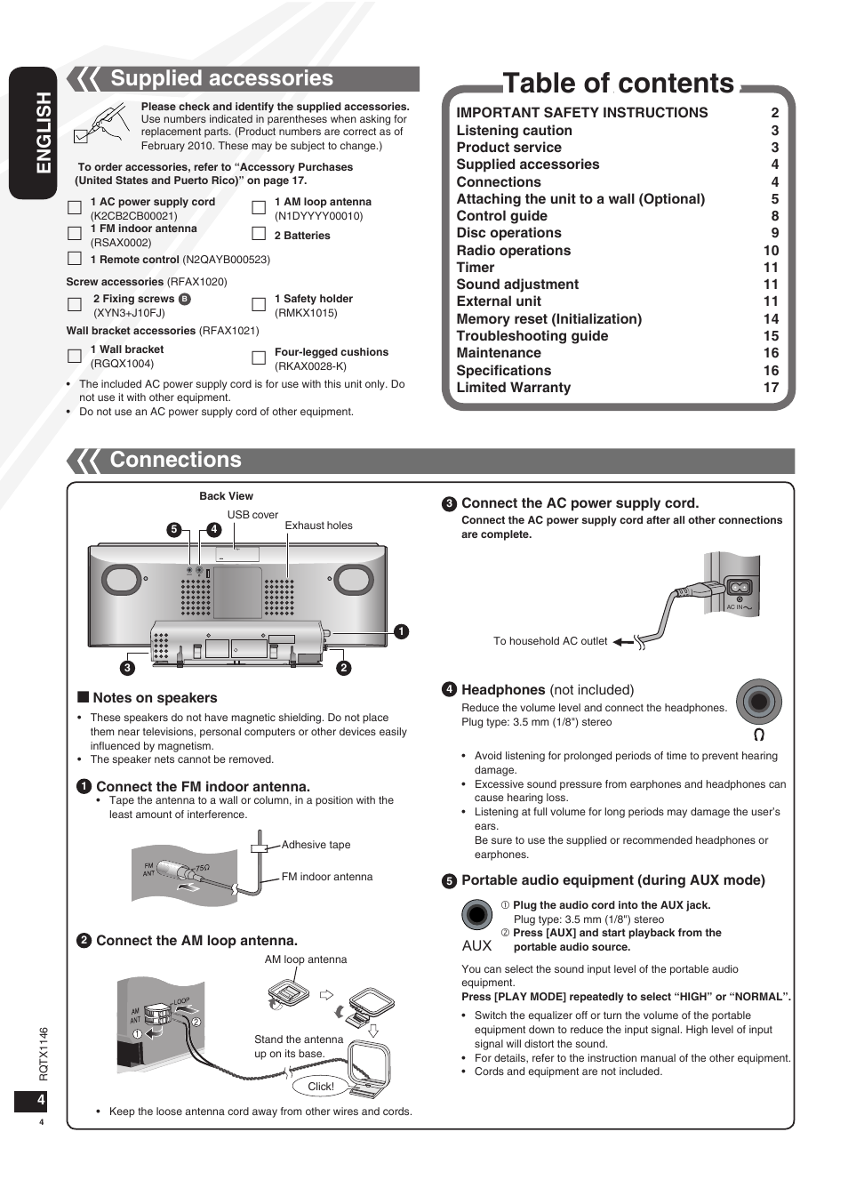 Panasonic SC-HC40 User Manual | Page 4 / 32