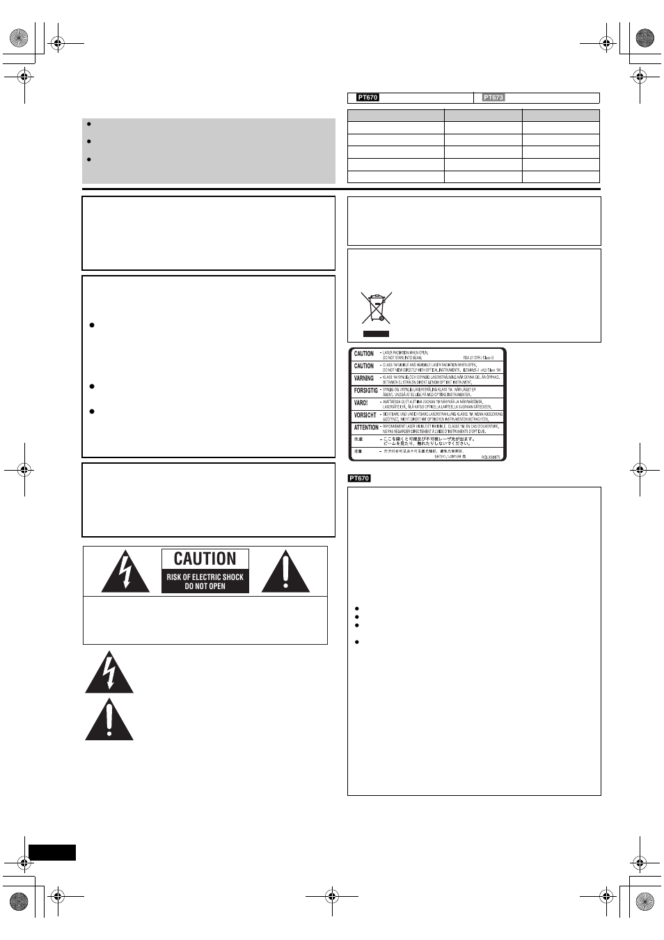 Dear customer, Warning, Caution | Panasonic SC-PT673 User Manual | Page 2 / 40