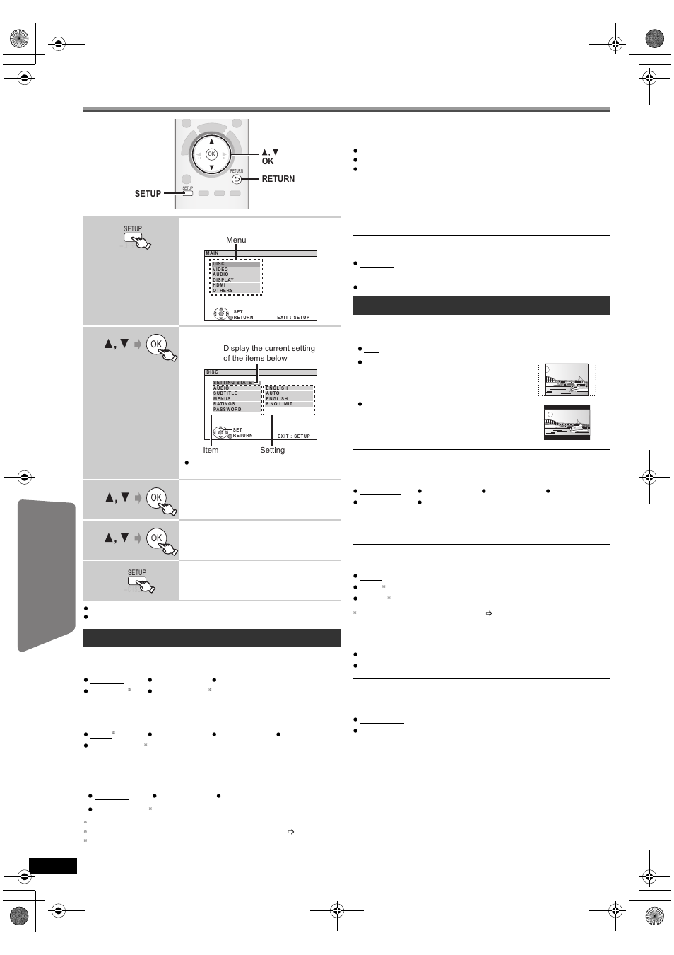 Changing the player settings | Panasonic SC-PT673 User Manual | Page 28 / 40