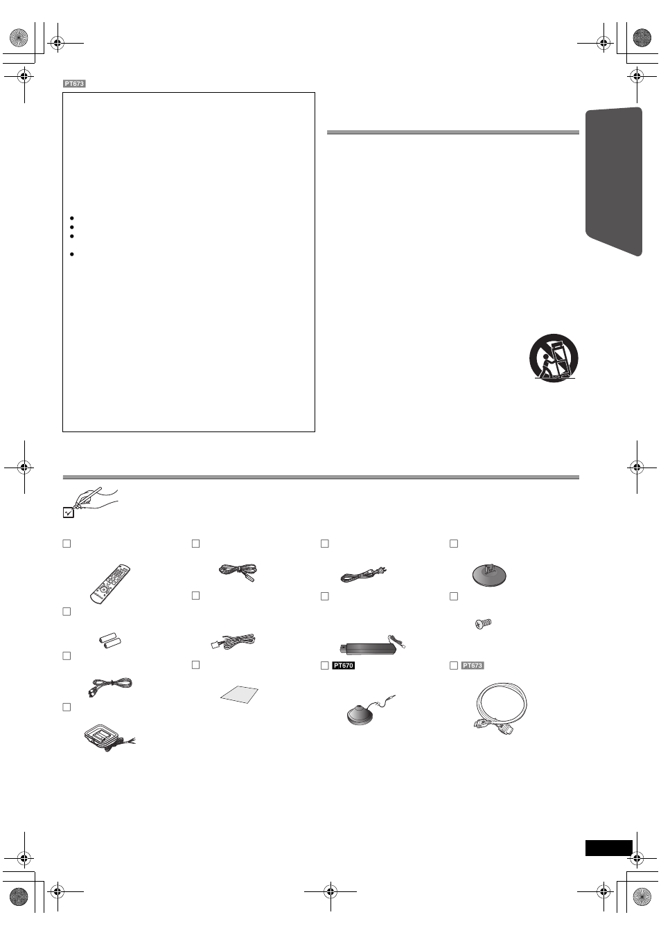 Getting started, Important safety instructions, Accessories | Panasonic SC-PT673 User Manual | Page 3 / 40
