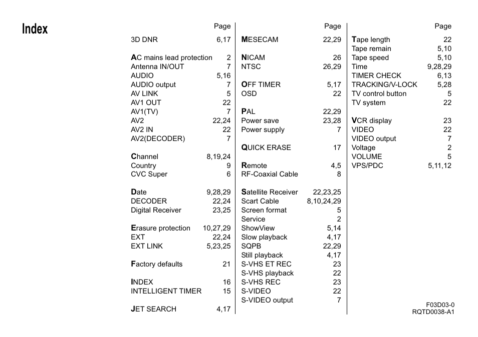 Index | Panasonic NV-MV15  EN User Manual | Page 32 / 32