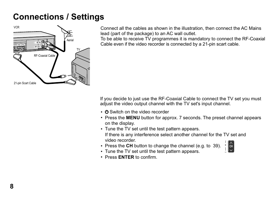 Connections / settings | Panasonic NV-MV15  EN User Manual | Page 8 / 32