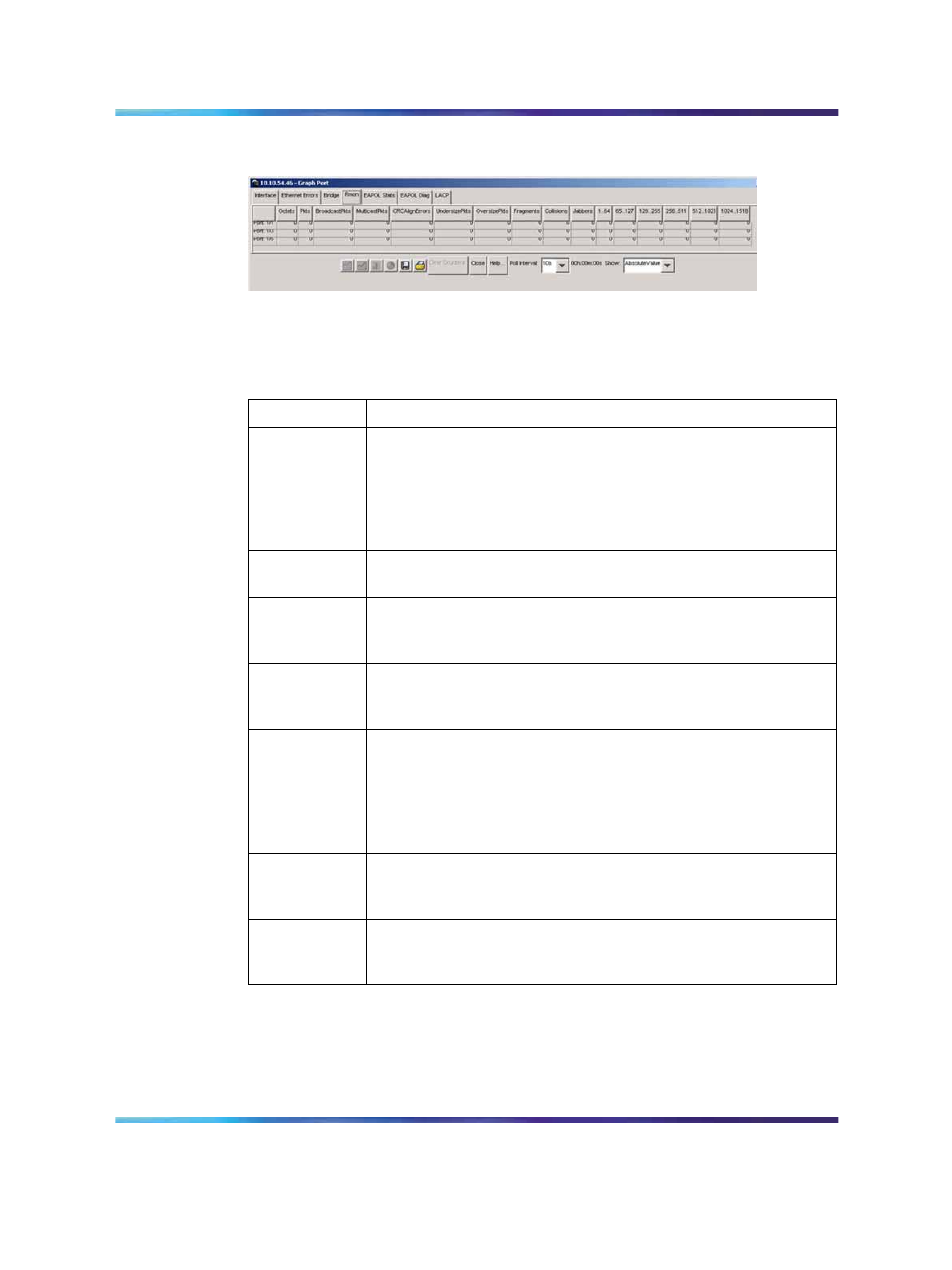 Figure 48 graph port dialog box -- rmon tab, Table 48 rmon tab fields, Figure 48 "graph | Panasonic 470 User Manual | Page 111 / 132