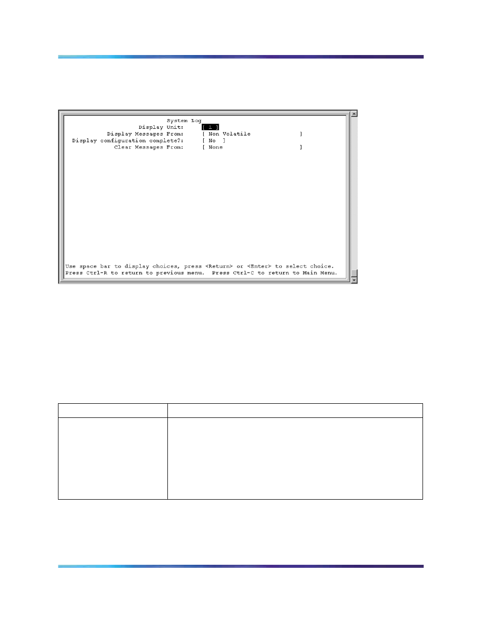 Displaying most recent log entry first, Figures, Figure 1 system log screen | Tables, Table 1 system log screen fields, Figure 1 "system log | Panasonic 470 User Manual | Page 16 / 132