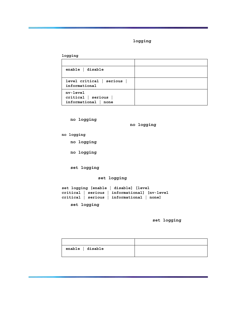 Table 6 logging command parameters and variables | Panasonic 470 User Manual | Page 33 / 132